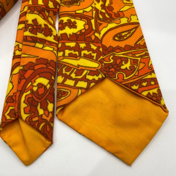 Vintage Handmade 1960's Men's Dress Tie Mod Paisley Design Groovy MCM Hippie - Picture 9 of 10
